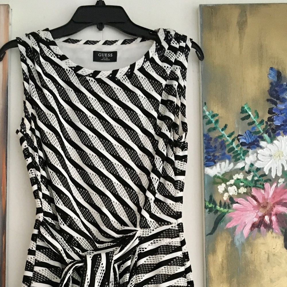 Guess mini black and white striped dress